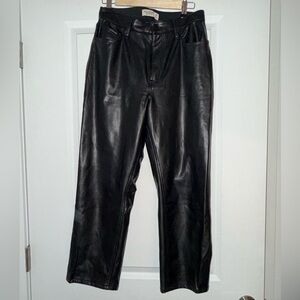 Abercrombie & Fitch “The Ankle Straight Ultra High Rise” Black Leather Pants